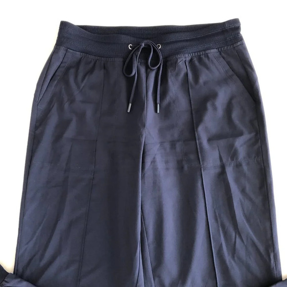 Hyba Lightweight Pull On Jogger Pants Ribbed Drawstring Waist + Cuffs Navy Sz S - Picture 7 of 14